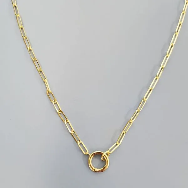 Paperclip Link Necklace w/Round Pushlock Center Wallach Jewelry Designs Larchmont, NY