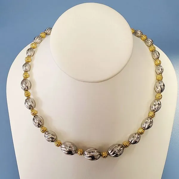 18k Two Tone Bead Necklace Wallach Jewelry Designs Larchmont, NY