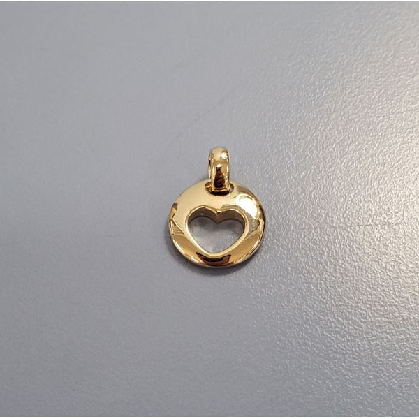 14k Yellow Gold Round Pendant w/ Heart Cut-Out Wallach Jewelry Designs Larchmont, NY