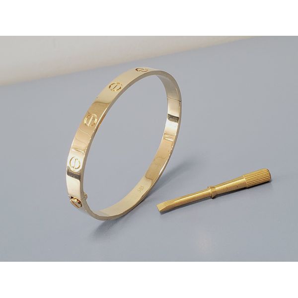 14k Yellow Gold Bangle Bracelet w/Screw Lock Image 2 Wallach Jewelry Designs Larchmont, NY