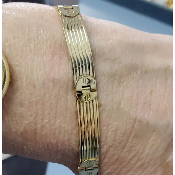 18k Yellow Gold Hinged Bars Flexible Bracelet Wallach Jewelry Designs Larchmont, NY