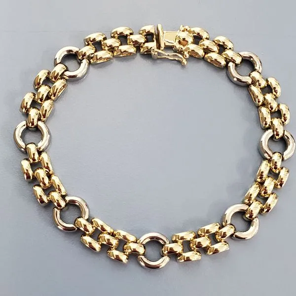14k Two Tone Gold Fancy Link Bracelet Wallach Jewelry Designs Larchmont, NY