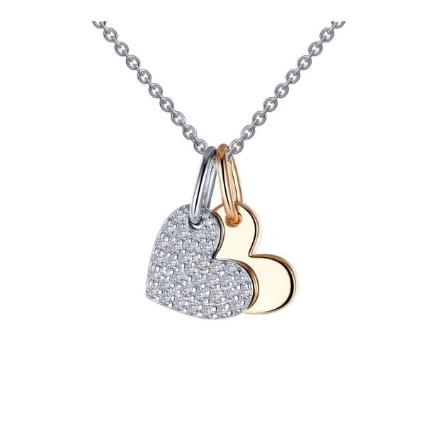 Lafonn Sterling Silver & GoldPlated Hearts Necklace w/Simulated Diamonds Image 2 Wallach Jewelry Designs Larchmont, NY