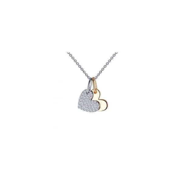 Lafonn Sterling Silver & GoldPlated Hearts Necklace w/Simulated Diamonds Wallach Jewelry Designs Larchmont, NY