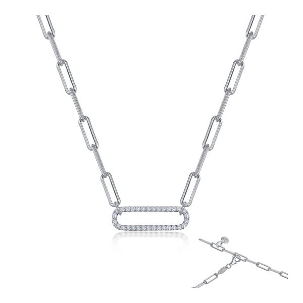 Lafonn Sterling Silver & Simulated Diamonds Paperclip Necklace Wallach Jewelry Designs Larchmont, NY