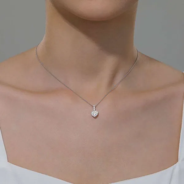 Lafonn Sterling Silver & Simulated Diamond Adjustable-Length Heart Necklace Image 2 Wallach Jewelry Designs Larchmont, NY