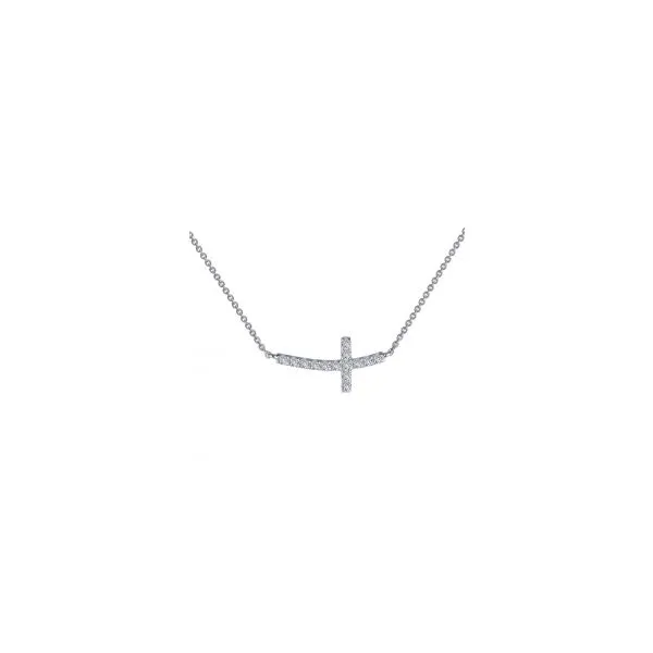 Lafonn Sterling Silver & Simulated Diamond Sideways Cross Necklace Wallach Jewelry Designs Larchmont, NY