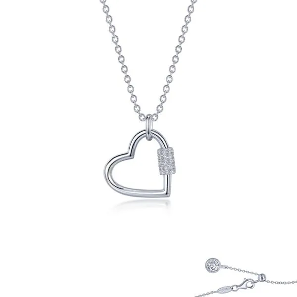 Lafonn Sterling Silver Open Heart Necklace w/Simulated Diamonds Wallach Jewelry Designs Larchmont, NY
