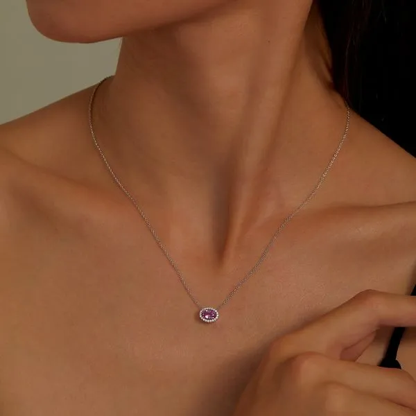 Lafonn Sterling Silver Necklace w/Lab-Grown Oval Purple Sapphire & Simulated Diamonds Image 2 Wallach Jewelry Designs Larchmont, NY