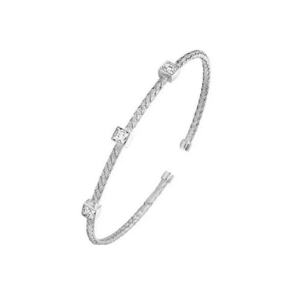 Silver and CZ Braided Cuff Bracelet Wallach Jewelry Designs Larchmont, NY