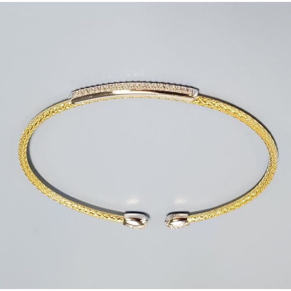 18k Vermeil Braided Cuff Bracelet w/ CZ's Image 2 Wallach Jewelry Designs Larchmont, NY