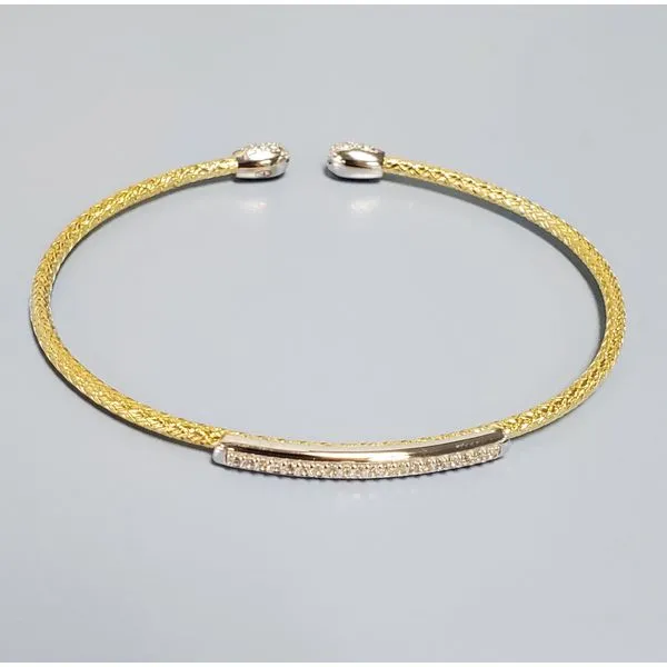 18k Vermeil Braided Cuff Bracelet w/ CZ's Wallach Jewelry Designs Larchmont, NY