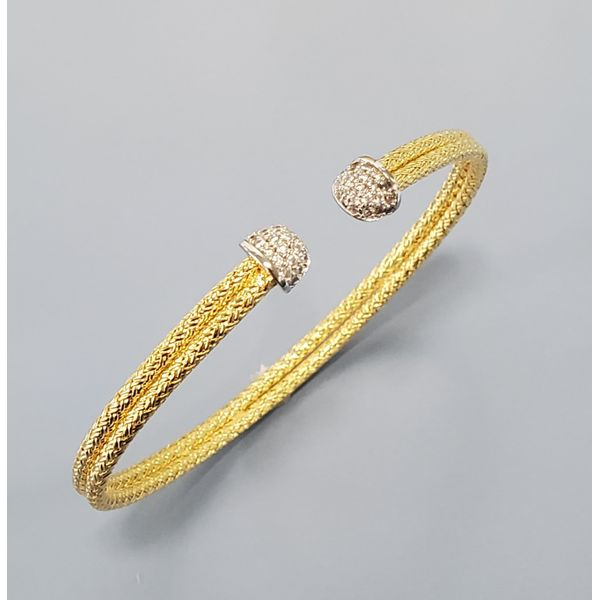 Double Row 18k Vermeil & CZ Cuff Bracelet Wallach Jewelry Designs Larchmont, NY