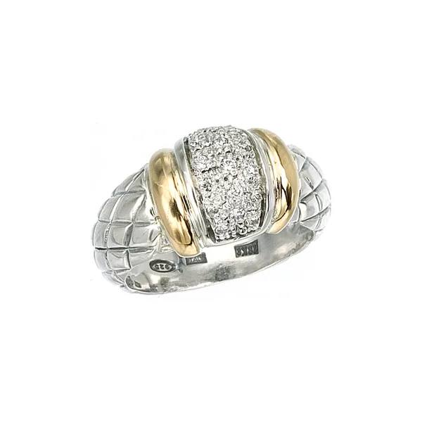 Alisa Sterling Silver & 18K Yellow Gold Dome Ring w/Diamonds Wallach Jewelry Designs Larchmont, NY