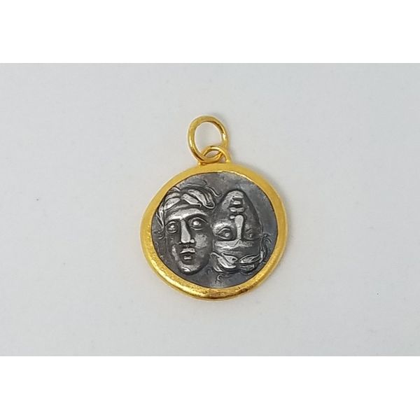 24k Gold & Sterling Silver Oxidized Pendant Charm Wallach Jewelry Designs Larchmont, NY