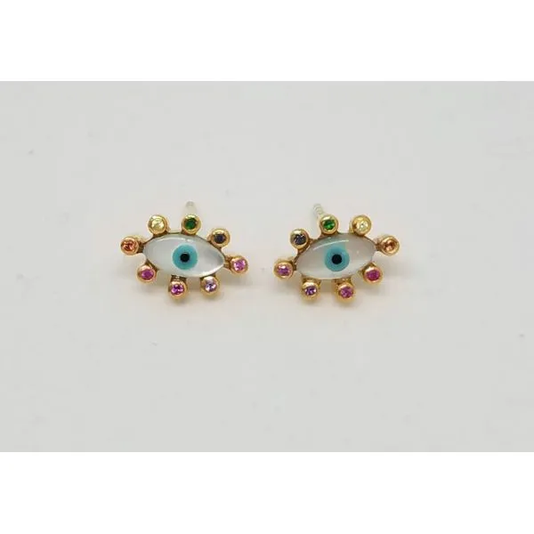 Vermeil Evil Eye Stud Earrings Wallach Jewelry Designs Larchmont, NY
