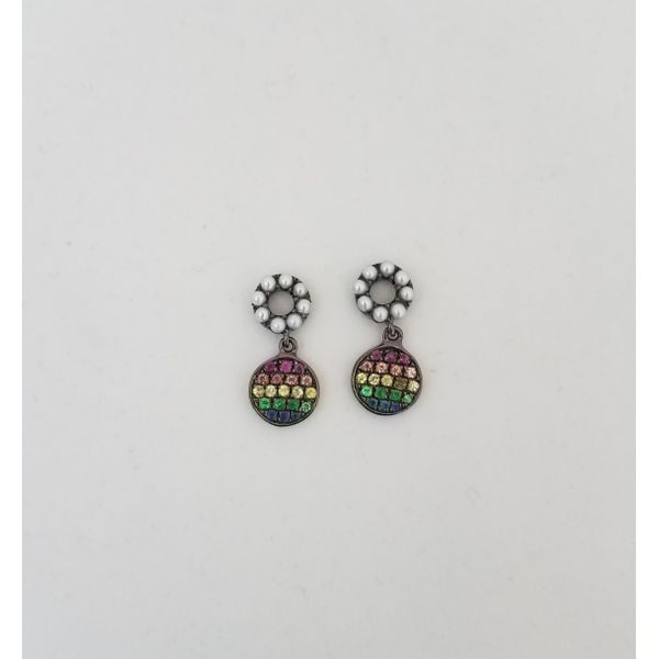 Sterling Silver Multi-Color Sapphire & Pearl Earring Charms Wallach Jewelry Designs Larchmont, NY