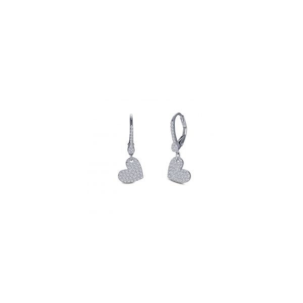 Lafonn Sterling Silver Leverback Heart Drops w/Simulated Diamonds Wallach Jewelry Designs Larchmont, NY