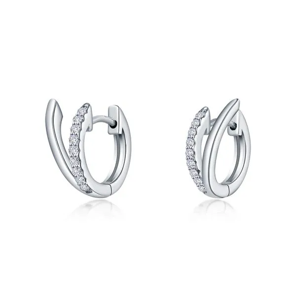 Lafonn Sterling Silver V-Shaped Huggie Earrings w/Simulated Diamonds Wallach Jewelry Designs Larchmont, NY