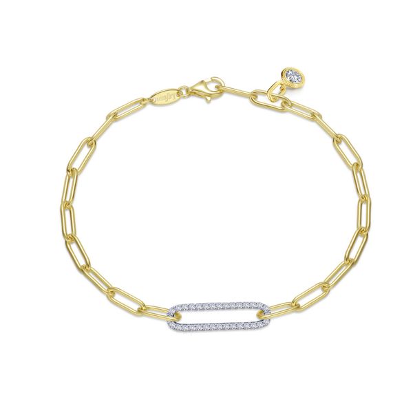 Lafonn Gold-Plated Sterling Silver Paperclip Link Bracelet w/Simulated Diamonds Wallach Jewelry Designs Larchmont, NY