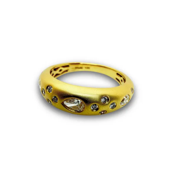14 Karat Yellow Gold Flush Matte Finish Diamond Ring  Ware's Jewelers Bradenton, FL