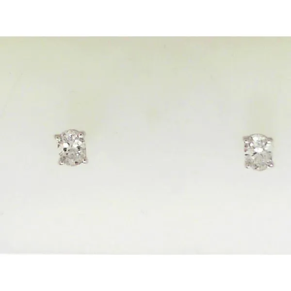14K White Gold Oval Diamond Earrings Ware's Jewelers Bradenton, FL