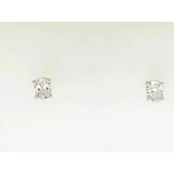 14K White Gold Oval Diamond Earrings Ware's Jewelers Bradenton, FL