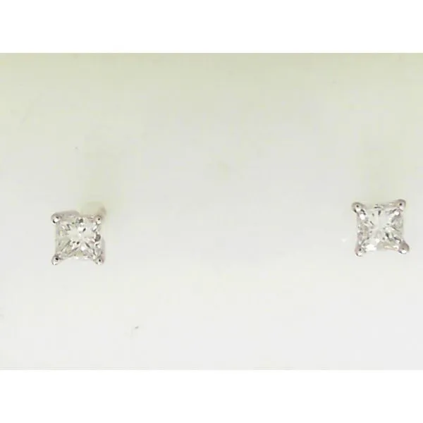 14K White Gold Princess Cut Diamond Earrings Ware's Jewelers Bradenton, FL