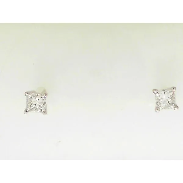 14K White Gold Princess Cut Diamond Earrings Ware's Jewelers Bradenton, FL