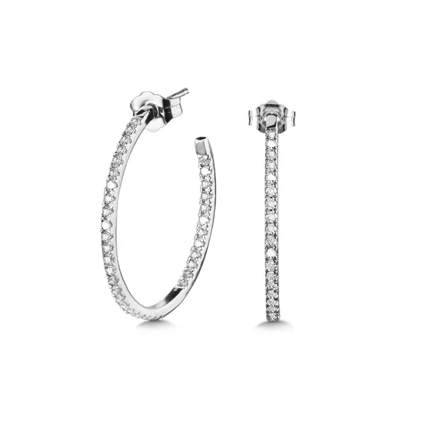 Natural Diamond Hoop Earrings in 14K White Gold Ware's Jewelers Bradenton, FL