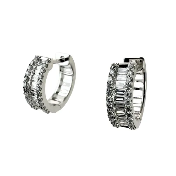 14K White Gold Diamond Hoop Earrings Ware's Jewelers Bradenton, FL