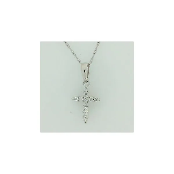 14K White Gold Diamond Cross Pendant with Rope Chain Ware's Jewelers Bradenton, FL