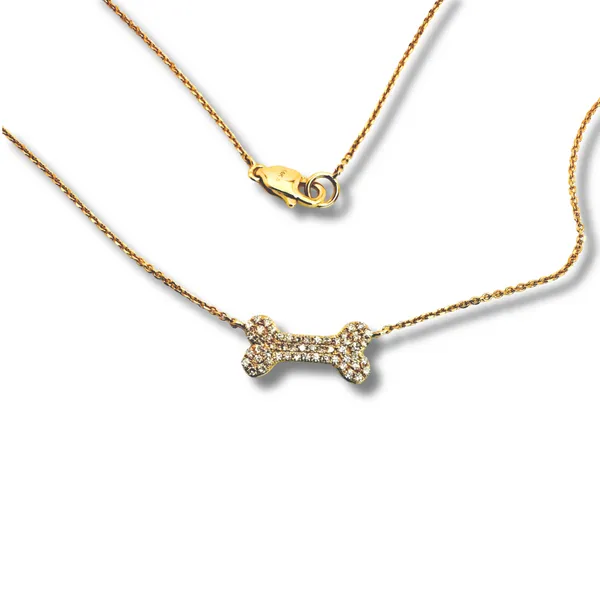 14 Karat Yellow Gold  Dog Bone Diamond Pendant Ware's Jewelers Bradenton, FL