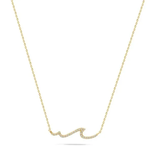 14K Yellow Gold Wave Diamond Necklace Ware's Jewelers Bradenton, FL