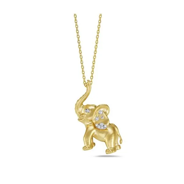 14 Karat Yellow Gold Elephant Diamond Necklace  Ware's Jewelers Bradenton, FL