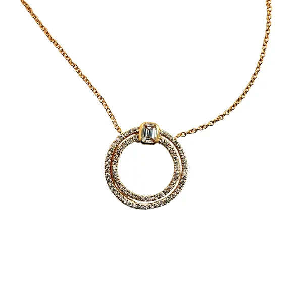 Yellow Gold Circle Diamond Necklace Ware's Jewelers Bradenton, FL
