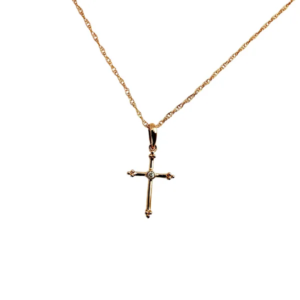 10K Rose Gold Diamond Cross Necklace Ware's Jewelers Bradenton, FL