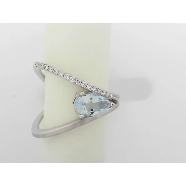 14K White Gold Aqua and Diamond Geometric Fashion Ring Ware's Jewelers Bradenton, FL