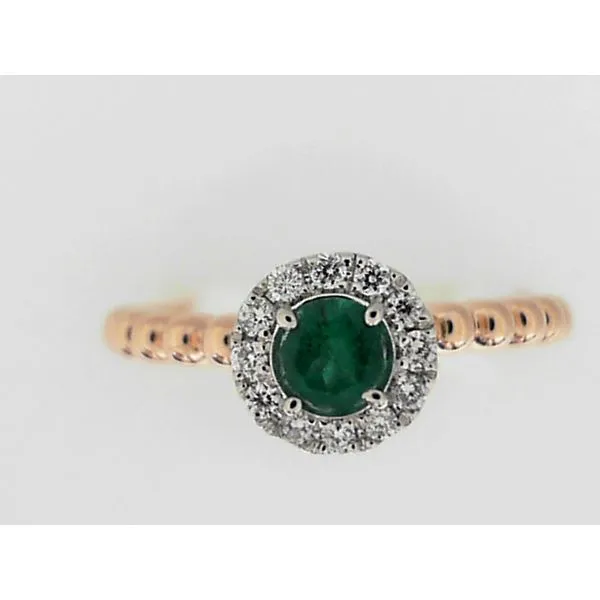 14K Rose Gold Halo Emerald and Diamond Fashion Ring Ware's Jewelers Bradenton, FL