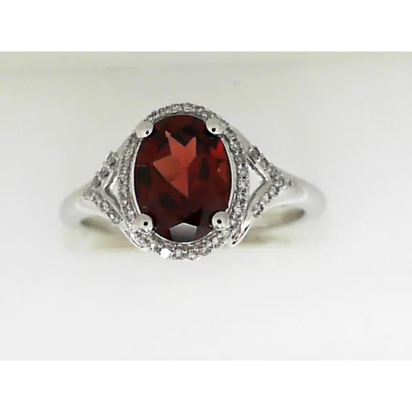 14K White Gold Garnet and Diamond Fashion Ring Ware's Jewelers Bradenton, FL