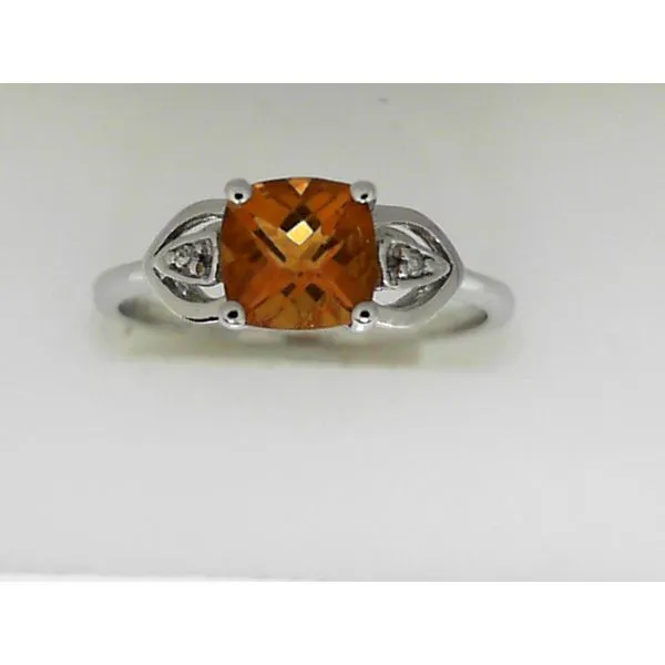 10K White Gold Cushion Citrine and Diamond Fashion Ring Ware's Jewelers Bradenton, FL