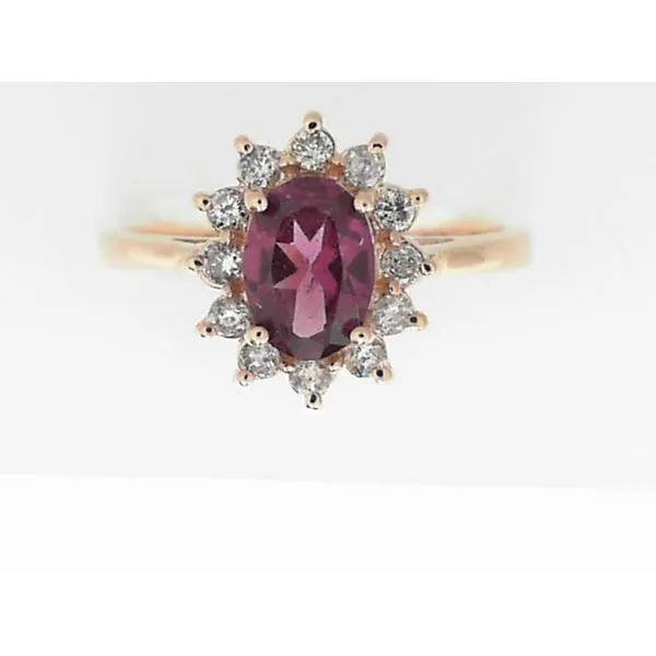 14K Rose Gold Rhodolite Garnet and Diamond Fashion Ring Ware's Jewelers Bradenton, FL