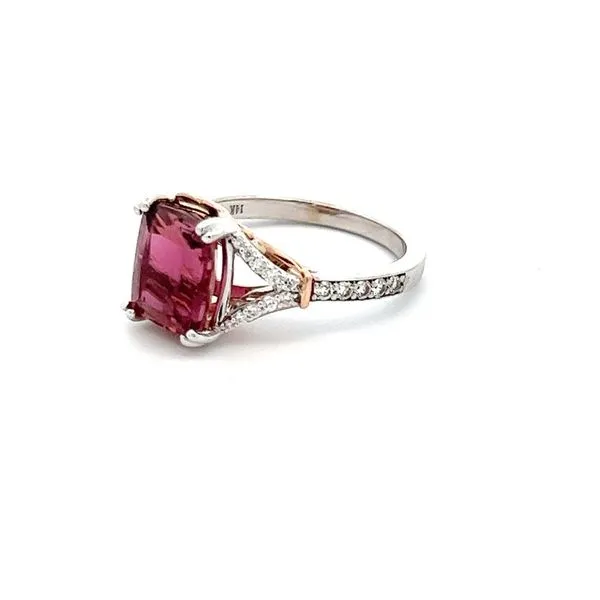 Rubellite Tourmaline and Diamond 14K White Gold Ring Image 3 Ware's Jewelers Bradenton, FL