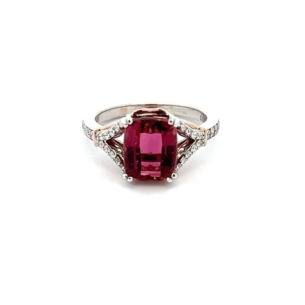 Rubellite Tourmaline and Diamond 14K White Gold Ring Ware's Jewelers Bradenton, FL