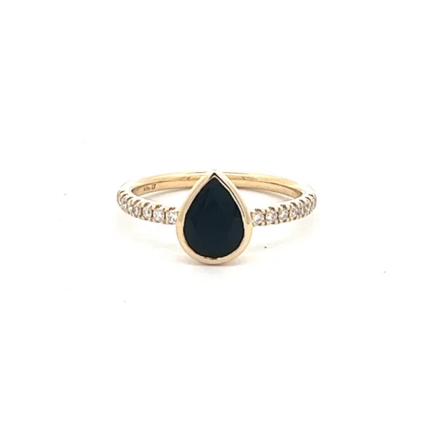 14K Yellow Gold Black Agate and Diamond Ring Ware's Jewelers Bradenton, FL
