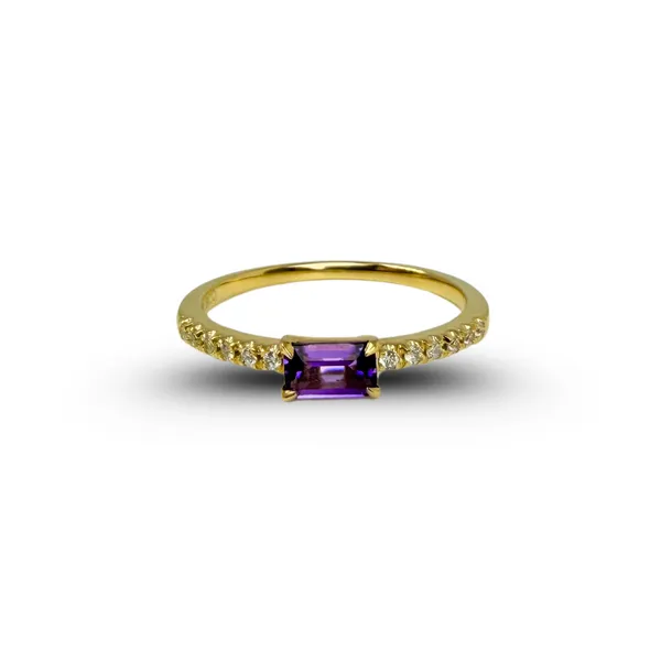 10K Yellow Gold Amethyst and Diamond Stackable Ring Ware's Jewelers Bradenton, FL