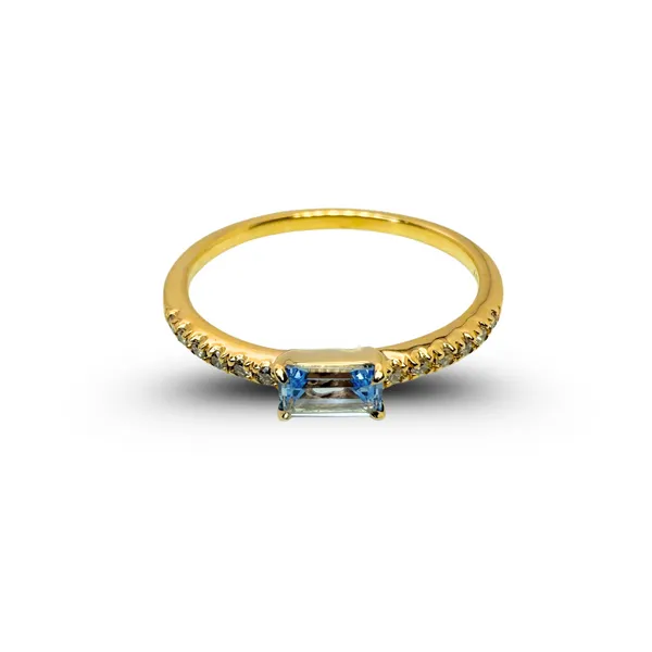 10Kt Yellow Gold Diamond and Aqua Spinel Ring Ware's Jewelers Bradenton, FL