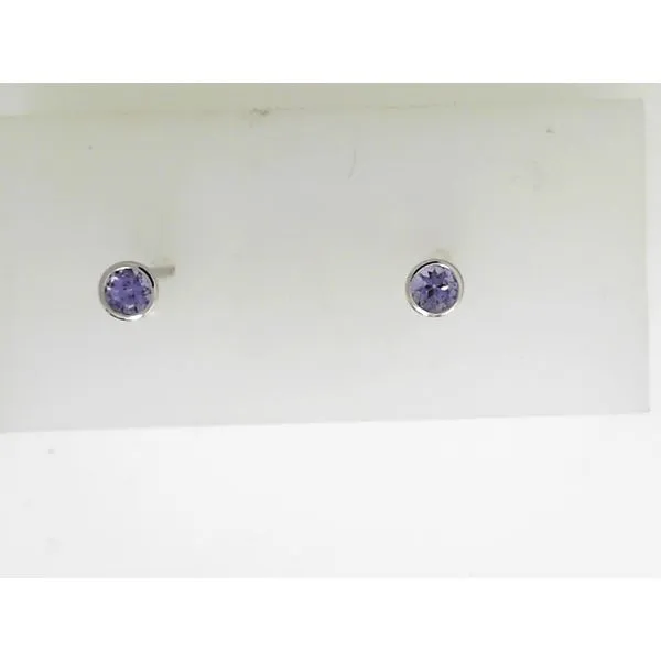 Tanzanite Bezel Set Earrings in 14K White Gold Ware's Jewelers Bradenton, FL