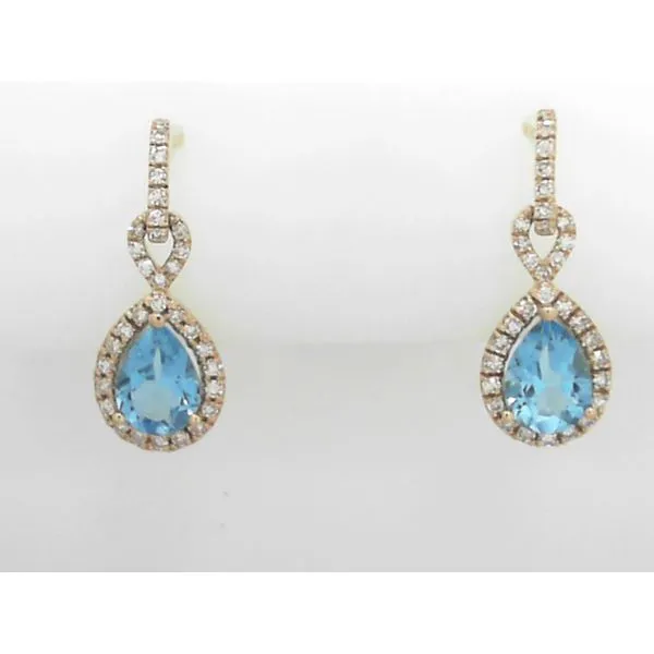 Pear Blue Topaz and Diamond Earrings in 14K Yellow Gold Ware's Jewelers Bradenton, FL