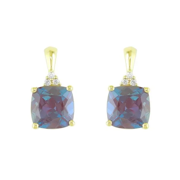 Created Alexandrite and Diamond Earrings in 14K Yellow Gold Ware's Jewelers Bradenton, FL